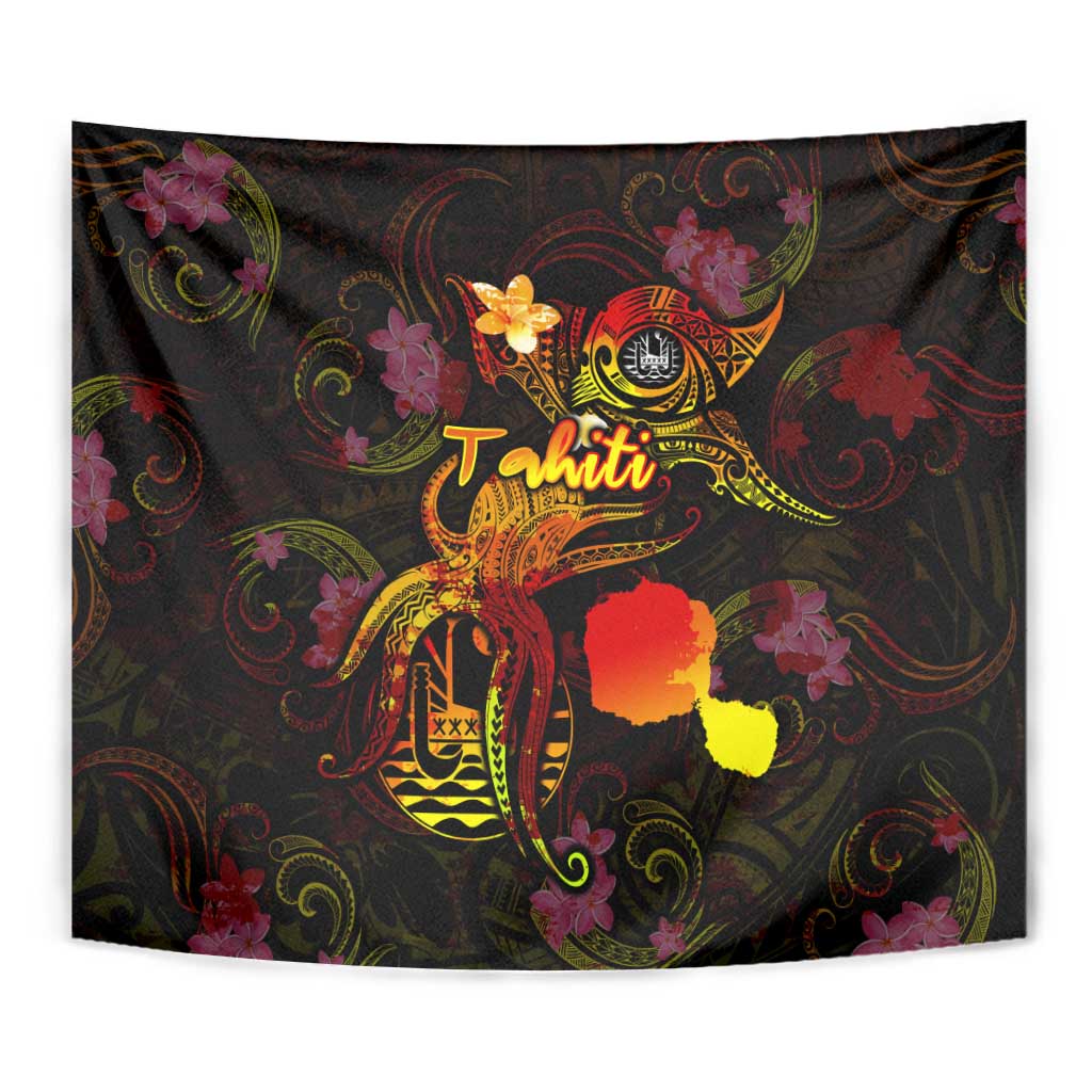 Tahiti French Polynesia Tapestry Octopus Plumeria Polynesian Tattoo DT02 - Polynesian Pride