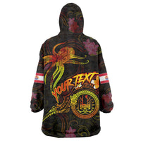 Tahiti French Polynesia Wearable Blanket Hoodie Octopus Plumeria Polynesian Tattoo DT02 - Polynesian Pride