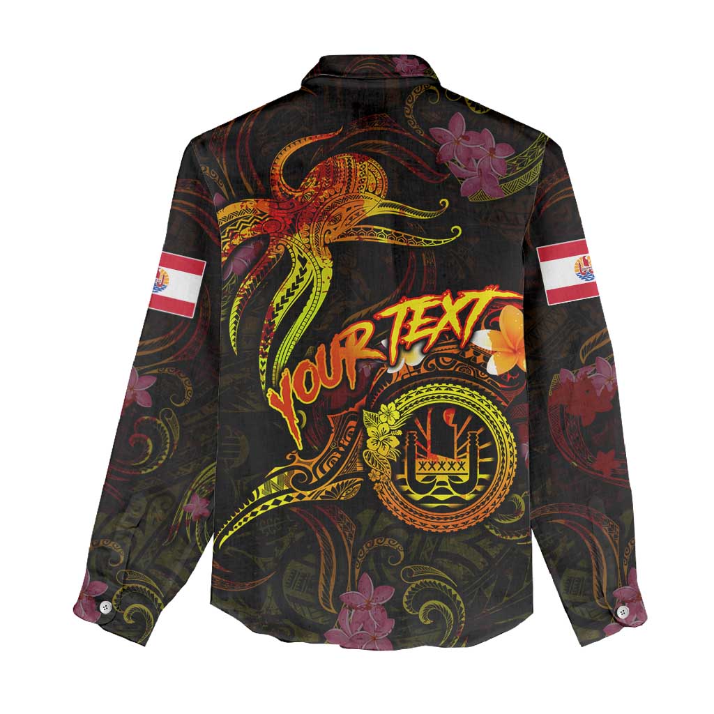 Tahiti French Polynesia Women Casual Shirt Octopus Plumeria Polynesian Tattoo DT02 - Polynesian Pride