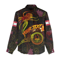 Tahiti French Polynesia Women Casual Shirt Octopus Plumeria Polynesian Tattoo DT02 - Polynesian Pride