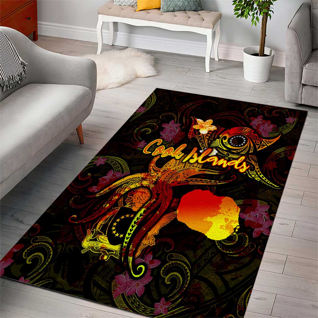 Cook Islands Area Rug Octopus Plumeria Polynesian Tattoo DT02 - Polynesian Pride
