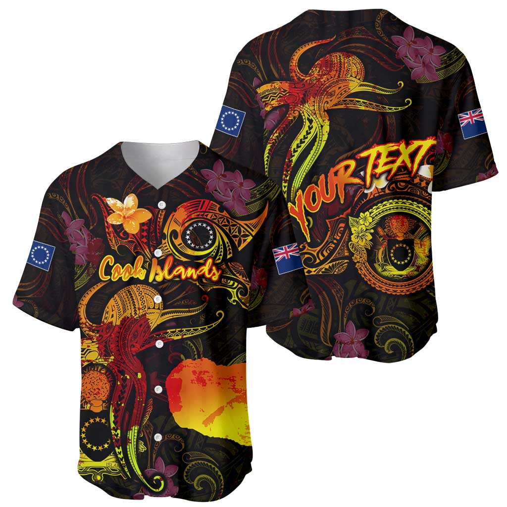 Cook Islands Baseball Jersey Octopus Plumeria Polynesian Tattoo DT02 - Polynesian Pride