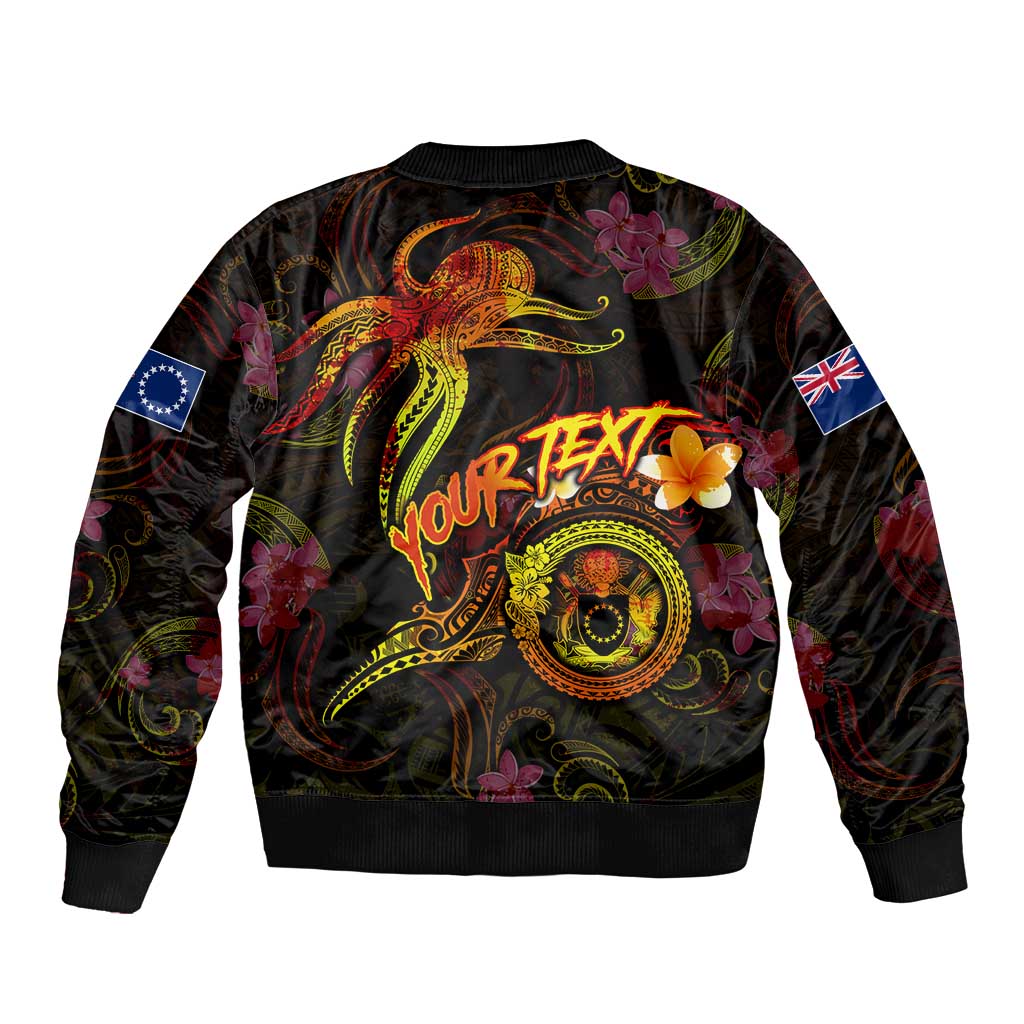 Cook Islands Bomber Jacket Octopus Plumeria Polynesian Tattoo DT02 - Polynesian Pride