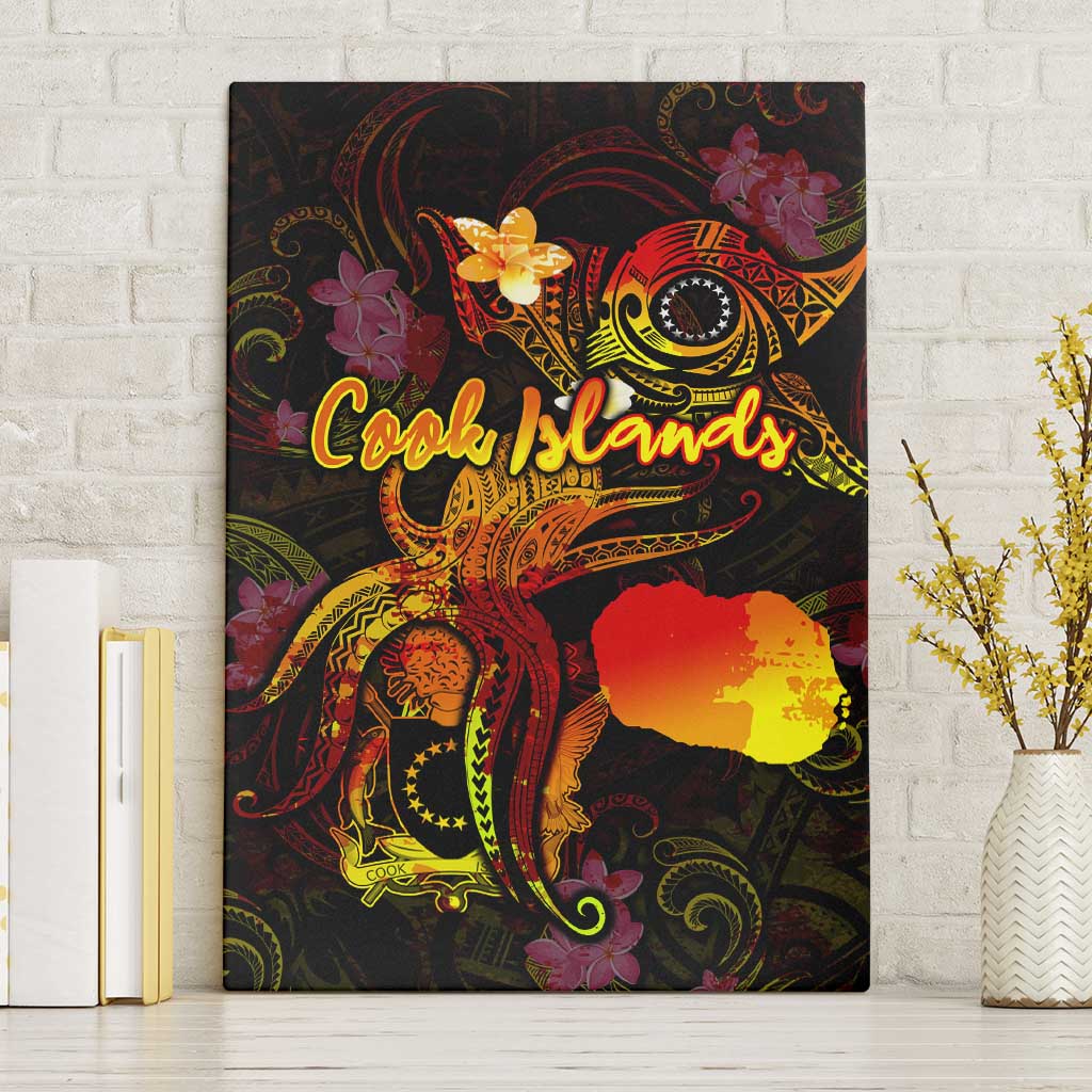 Cook Islands Canvas Wall Art Octopus Plumeria Polynesian Tattoo