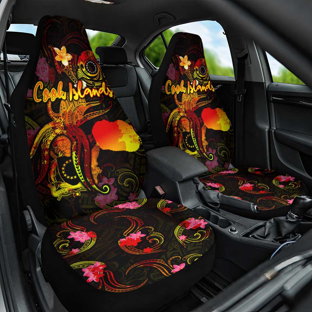 Cook Islands Car Seat Cover Octopus Plumeria Polynesian Tattoo DT02 One Size Black - Polynesian Pride