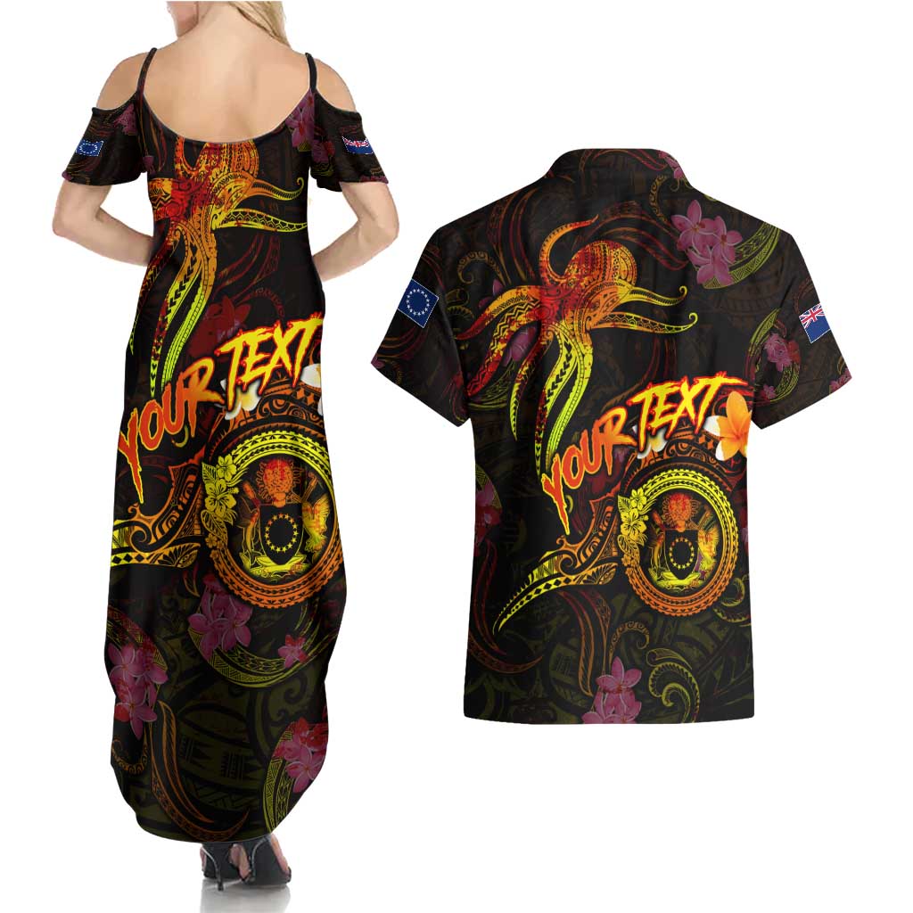 Cook Islands Couples Matching Summer Maxi Dress and Hawaiian Shirt Octopus Plumeria Polynesian Tattoo DT02 - Polynesian Pride