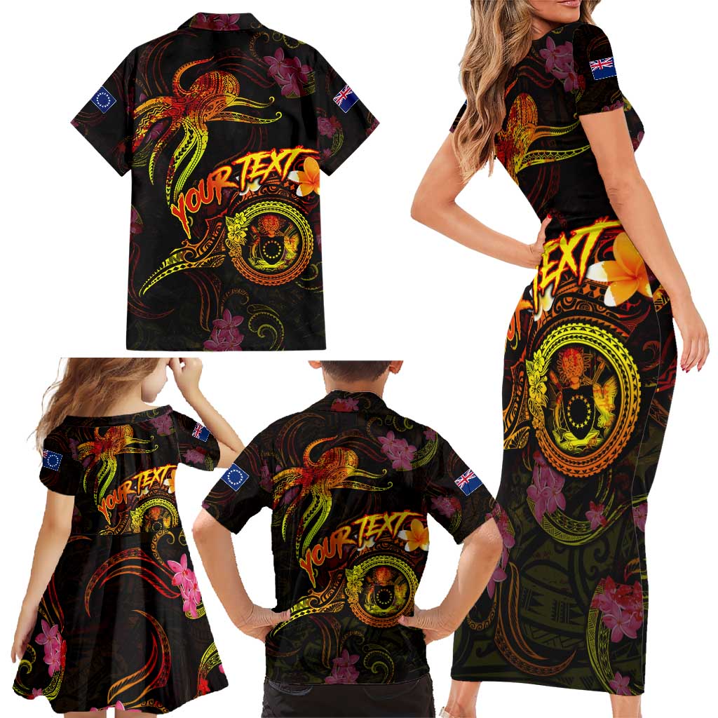 Cook Islands Family Matching Short Sleeve Bodycon Dress and Hawaiian Shirt Octopus Plumeria Polynesian Tattoo DT02 - Polynesian Pride
