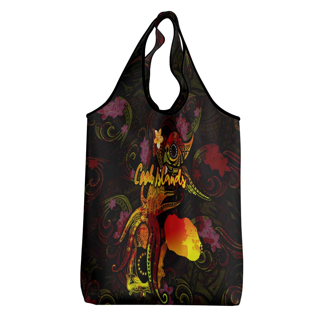 Cook Islands Grocery Bag Octopus Plumeria Polynesian Tattoo DT02 - Polynesian Pride