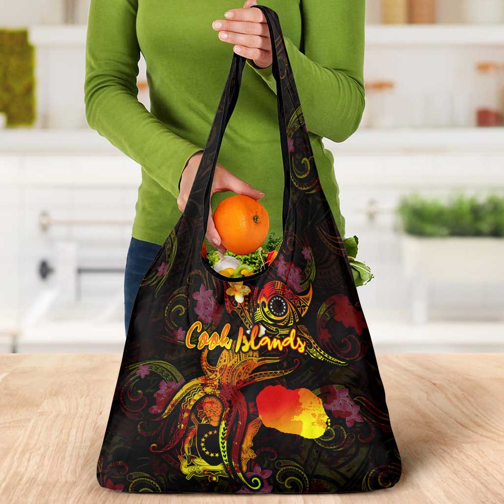 Cook Islands Grocery Bag Octopus Plumeria Polynesian Tattoo DT02 - Polynesian Pride