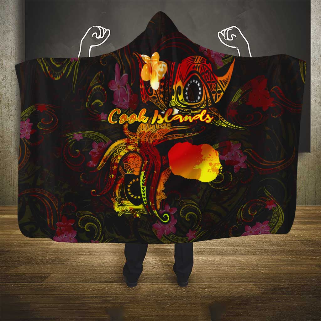 Cook Islands Hooded Blanket Octopus Plumeria Polynesian Tattoo