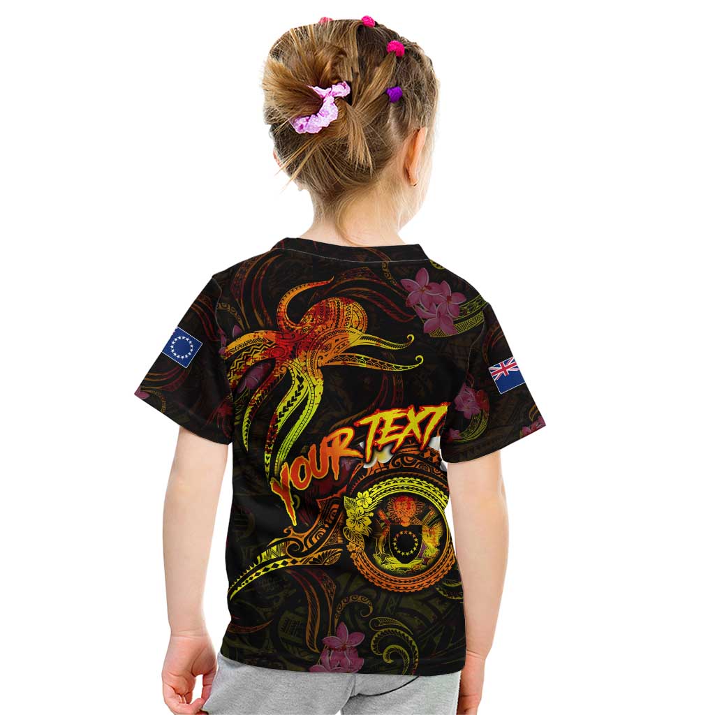 Cook Islands Kid T Shirt Octopus Plumeria Polynesian Tattoo DT02 - Polynesian Pride