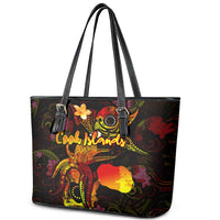 Cook Islands Leather Tote Bag Octopus Plumeria Polynesian Tattoo DT02 - Polynesian Pride