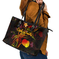 Cook Islands Leather Tote Bag Octopus Plumeria Polynesian Tattoo DT02 - Polynesian Pride