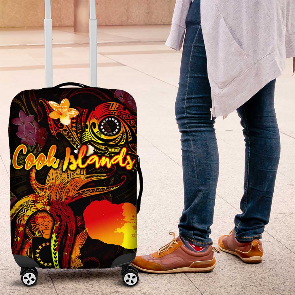 Cook Islands Luggage Cover Octopus Plumeria Polynesian Tattoo