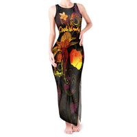 Cook Islands Tank Maxi Dress Octopus Plumeria Polynesian Tattoo