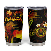 Cook Islands Tumbler Cup Octopus Plumeria Polynesian Tattoo DT02 Black - Polynesian Pride