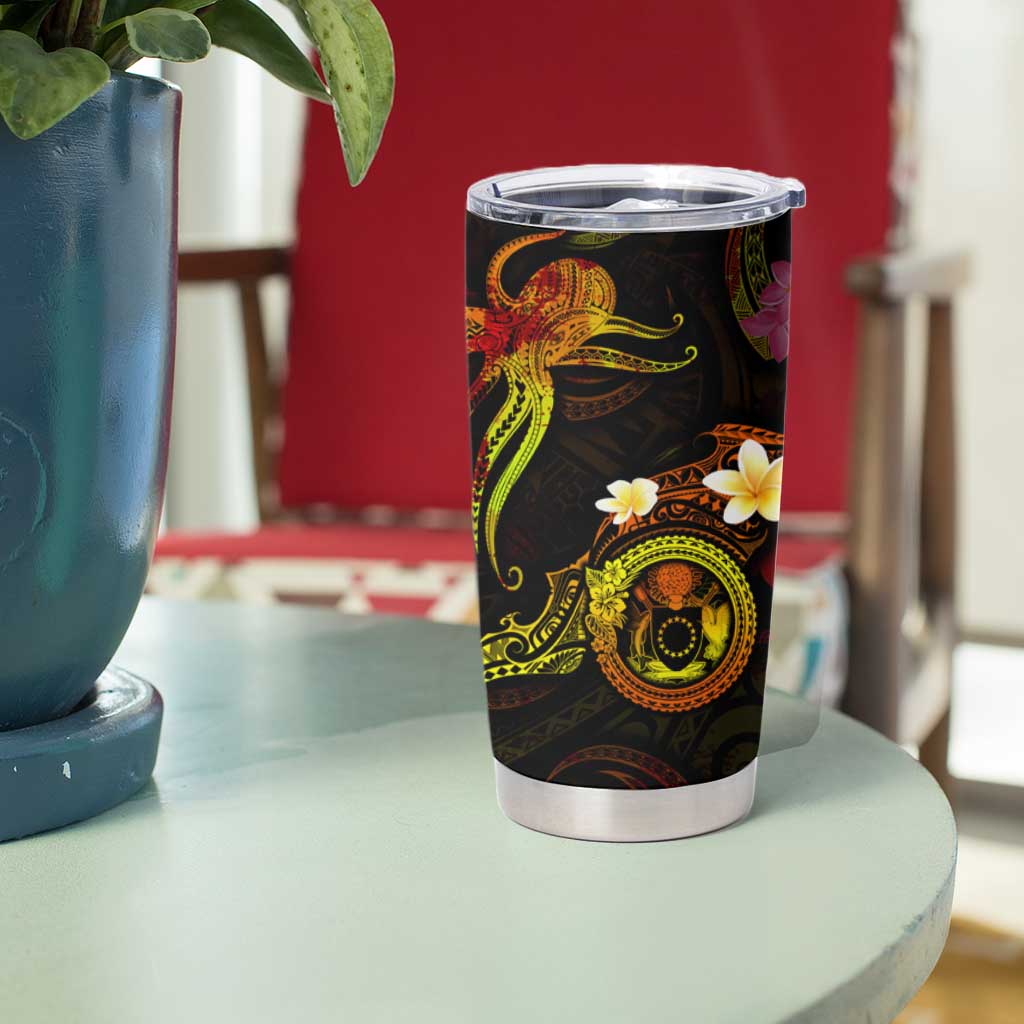 Cook Islands Tumbler Cup Octopus Plumeria Polynesian Tattoo DT02 - Polynesian Pride