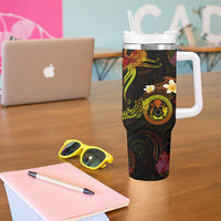 Cook Islands Tumbler With Handle Octopus Plumeria Polynesian Tattoo DT02 - Polynesian Pride