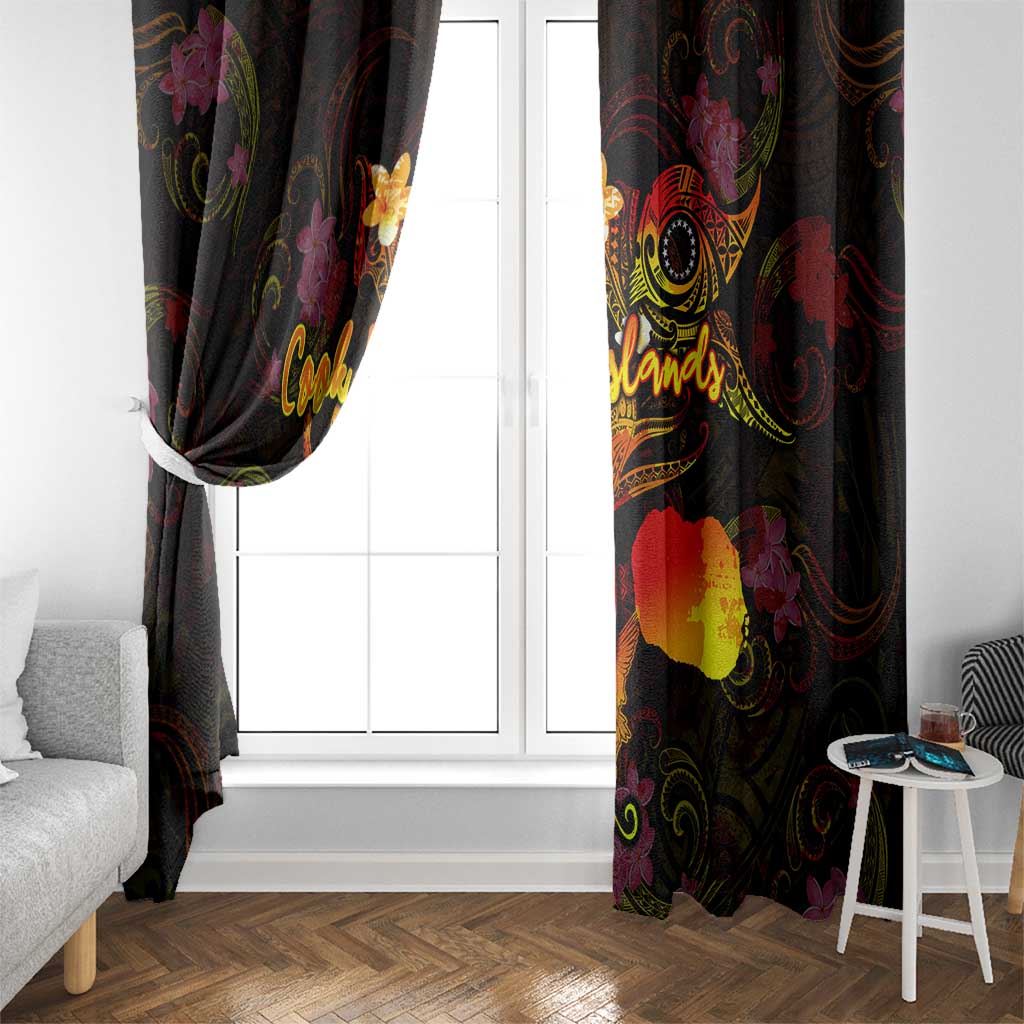 Cook Islands Window Curtain Octopus Plumeria Polynesian Tattoo