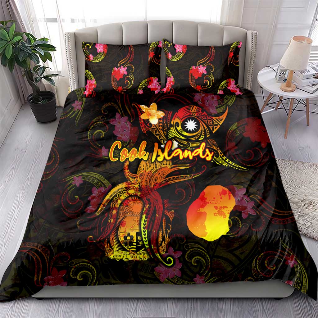 Nauru Bedding Set Octopus Plumeria Polynesian Tattoo