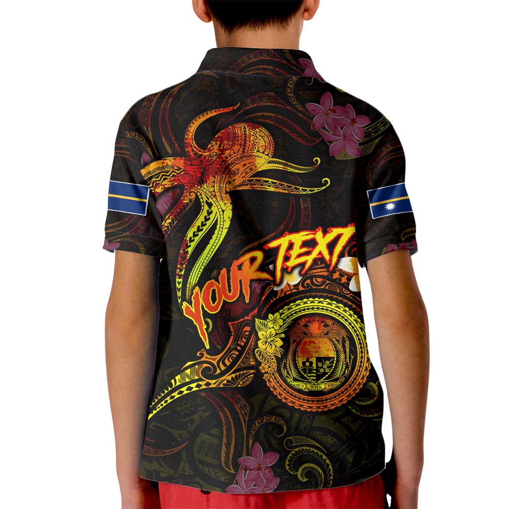 Nauru Kid Polo Shirt Octopus Plumeria Polynesian Tattoo