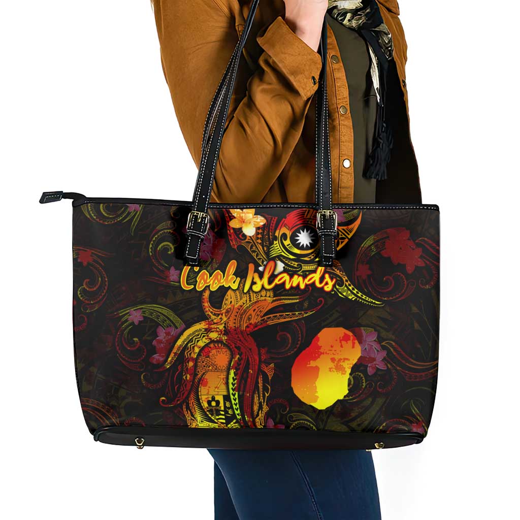 Nauru Leather Tote Bag Octopus Plumeria Polynesian Tattoo