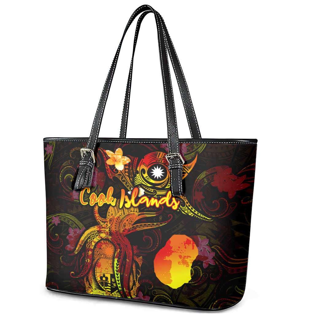 Nauru Leather Tote Bag Octopus Plumeria Polynesian Tattoo