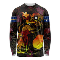 Nauru Long Sleeve Shirt Octopus Plumeria Polynesian Tattoo