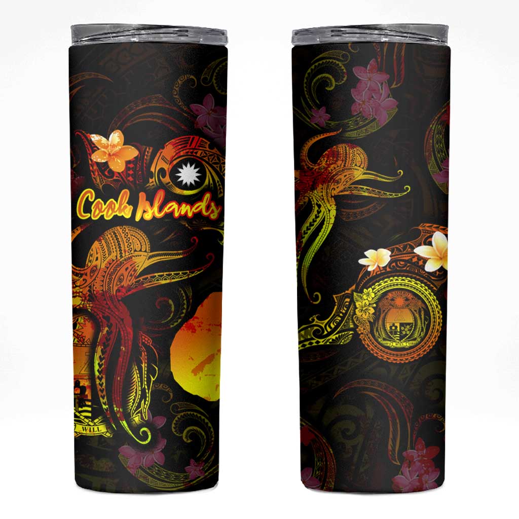 Nauru Skinny Tumbler Octopus Plumeria Polynesian Tattoo DT02 Black - Polynesian Pride