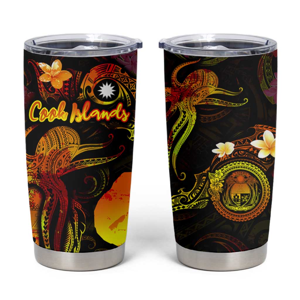 Nauru Tumbler Cup Octopus Plumeria Polynesian Tattoo DT02 Black - Polynesian Pride