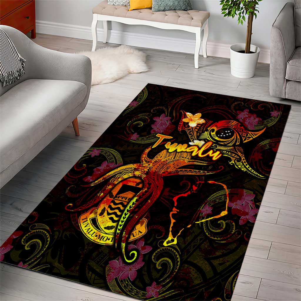 Tuvalu Area Rug Octopus Plumeria Polynesian Tattoo