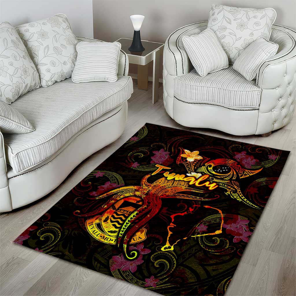 Tuvalu Area Rug Octopus Plumeria Polynesian Tattoo