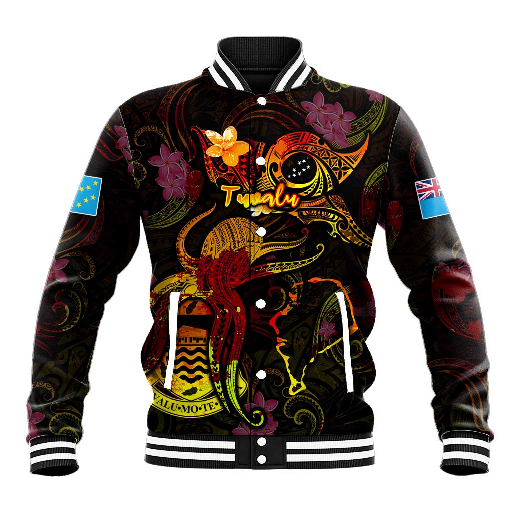 Tuvalu Baseball Jacket Octopus Plumeria Polynesian Tattoo