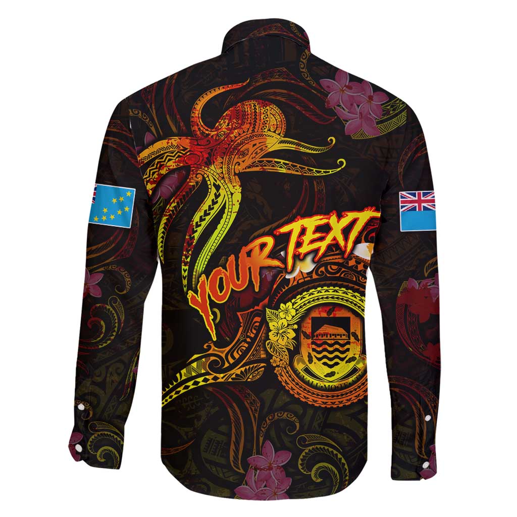 Tuvalu Family Matching Long Sleeve Bodycon Dress and Hawaiian Shirt Octopus Plumeria Polynesian Tattoo