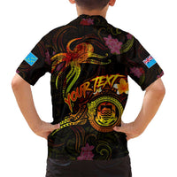 Tuvalu Family Matching Off Shoulder Short Dress and Hawaiian Shirt Octopus Plumeria Polynesian Tattoo