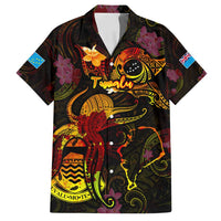 Tuvalu Family Matching Off Shoulder Short Dress and Hawaiian Shirt Octopus Plumeria Polynesian Tattoo