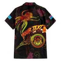 Tuvalu Family Matching Short Sleeve Bodycon Dress and Hawaiian Shirt Octopus Plumeria Polynesian Tattoo