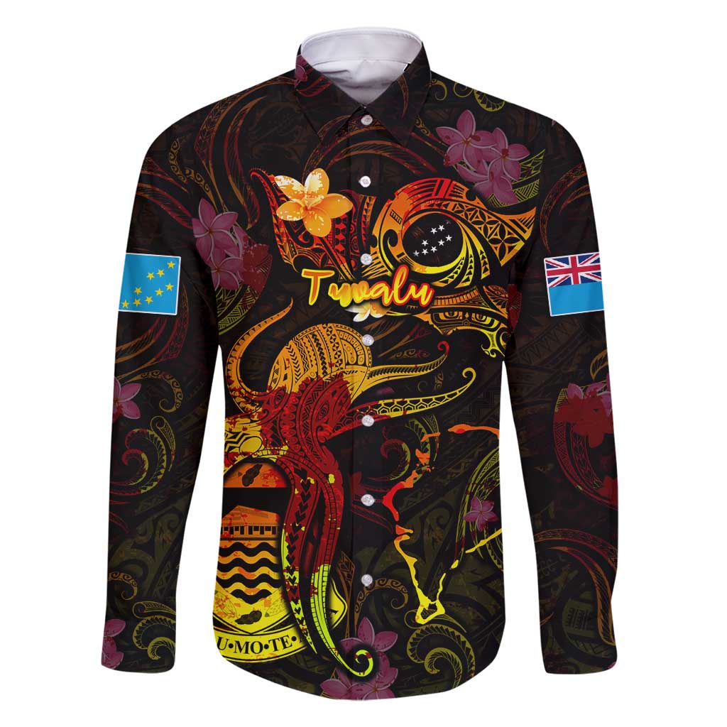 Tuvalu Family Matching Tank Maxi Dress and Hawaiian Shirt Octopus Plumeria Polynesian Tattoo