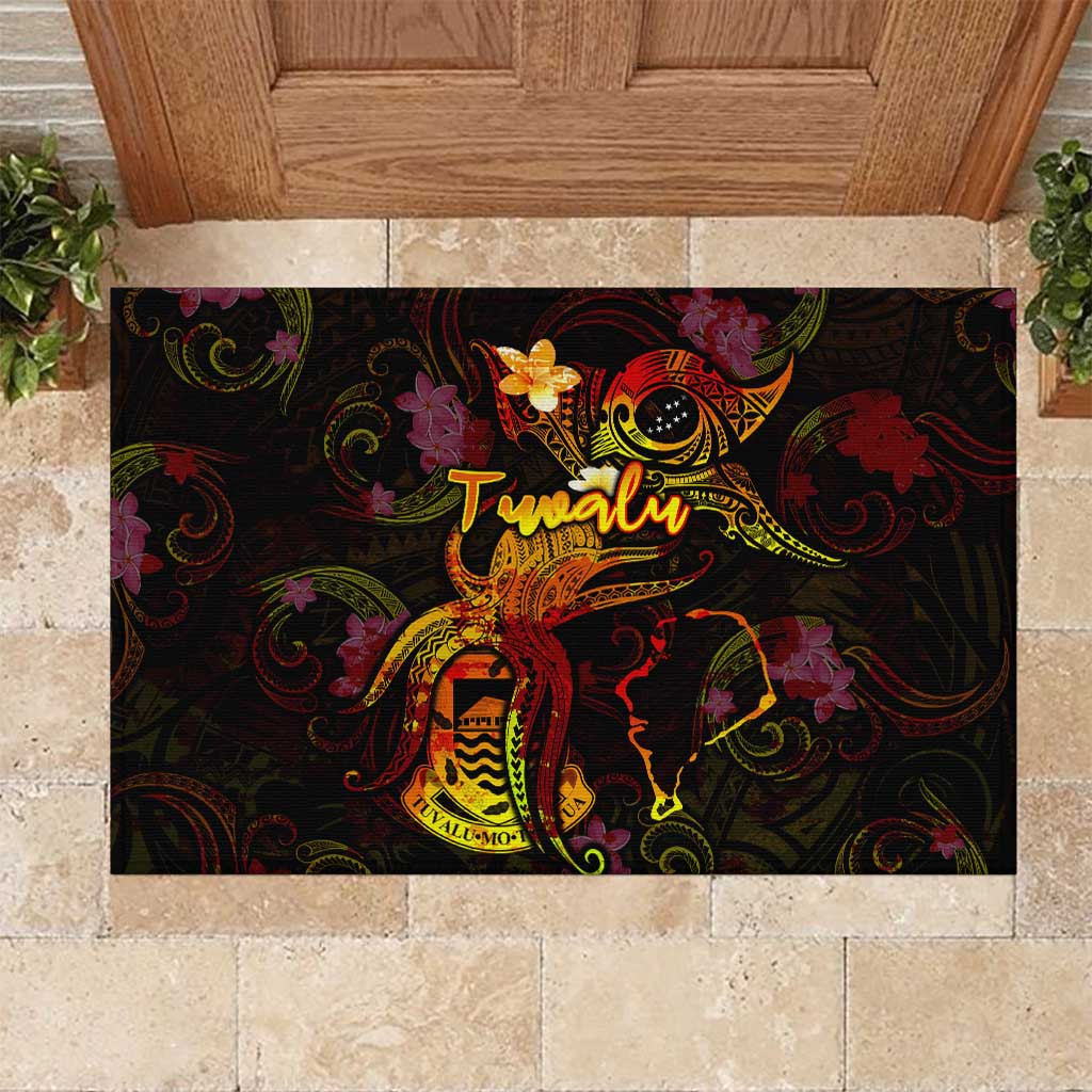 Tuvalu Rubber Doormat Octopus Plumeria Polynesian Tattoo