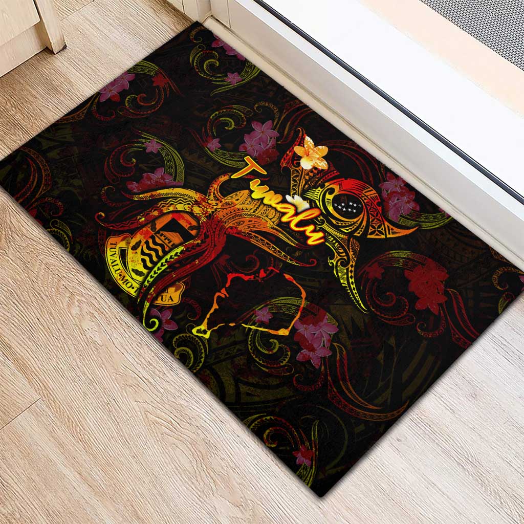Tuvalu Rubber Doormat Octopus Plumeria Polynesian Tattoo