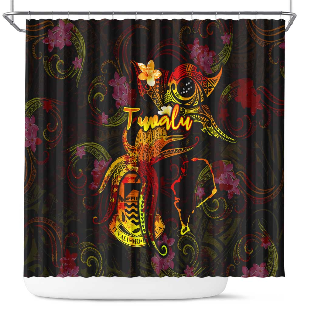 Tuvalu Shower Curtain Octopus Plumeria Polynesian Tattoo