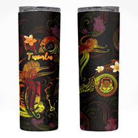 Tuvalu Skinny Tumbler Octopus Plumeria Polynesian Tattoo DT02 Black - Polynesian Pride