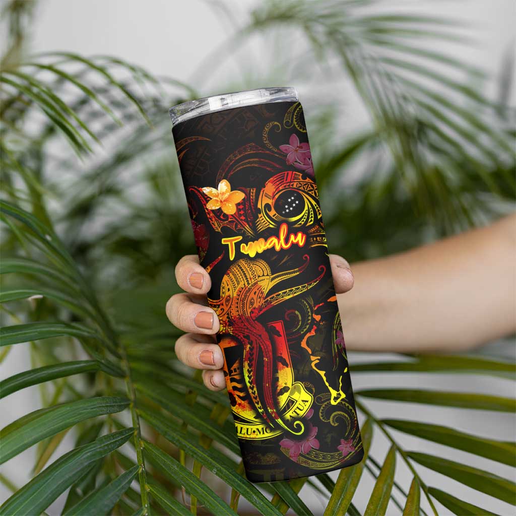 Tuvalu Skinny Tumbler Octopus Plumeria Polynesian Tattoo DT02 - Polynesian Pride