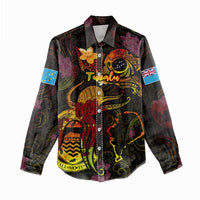 Tuvalu Women Casual Shirt Octopus Plumeria Polynesian Tattoo