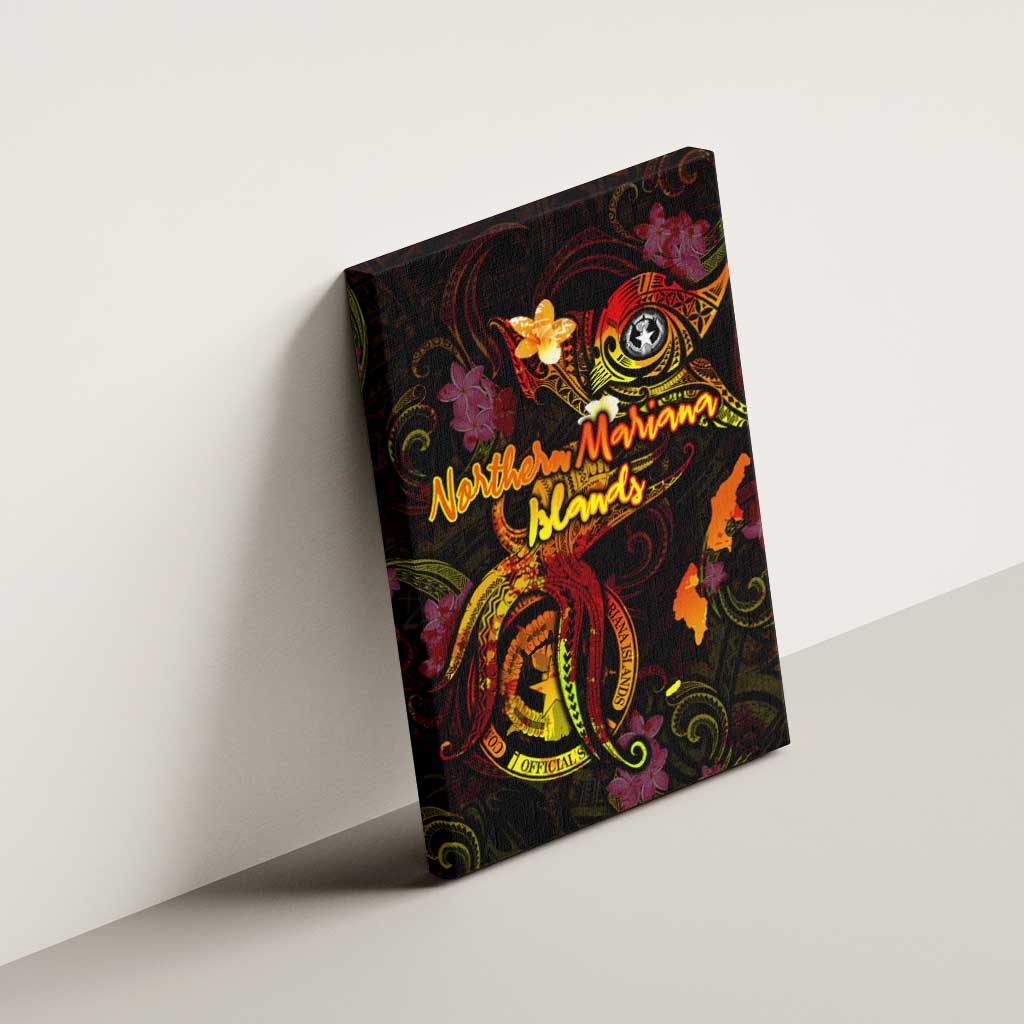 Northern Mariana Islands Canvas Wall Art Octopus Plumeria Polynesian Tattoo