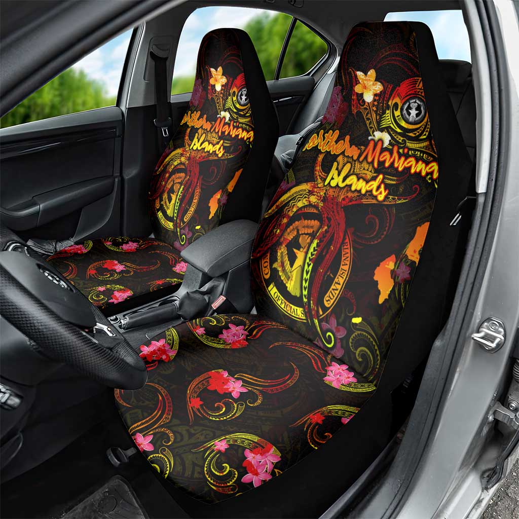 Northern Mariana Islands Car Seat Cover Octopus Plumeria Polynesian Tattoo