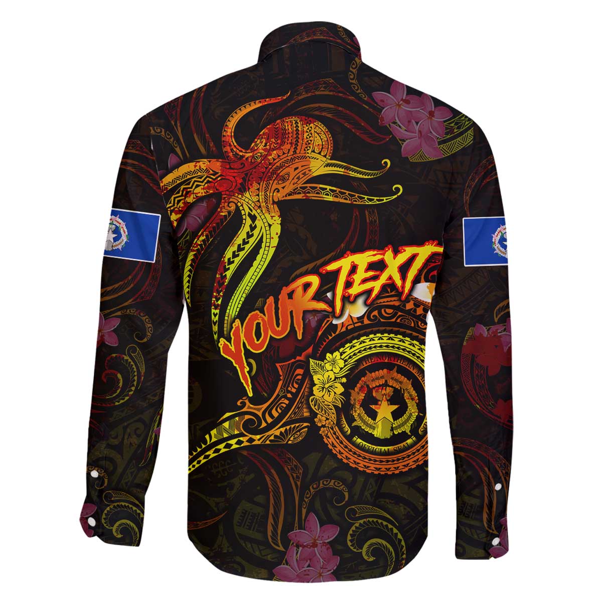 Northern Mariana Islands Family Matching Off The Shoulder Long Sleeve Dress and Hawaiian Shirt Octopus Plumeria Polynesian Tattoo