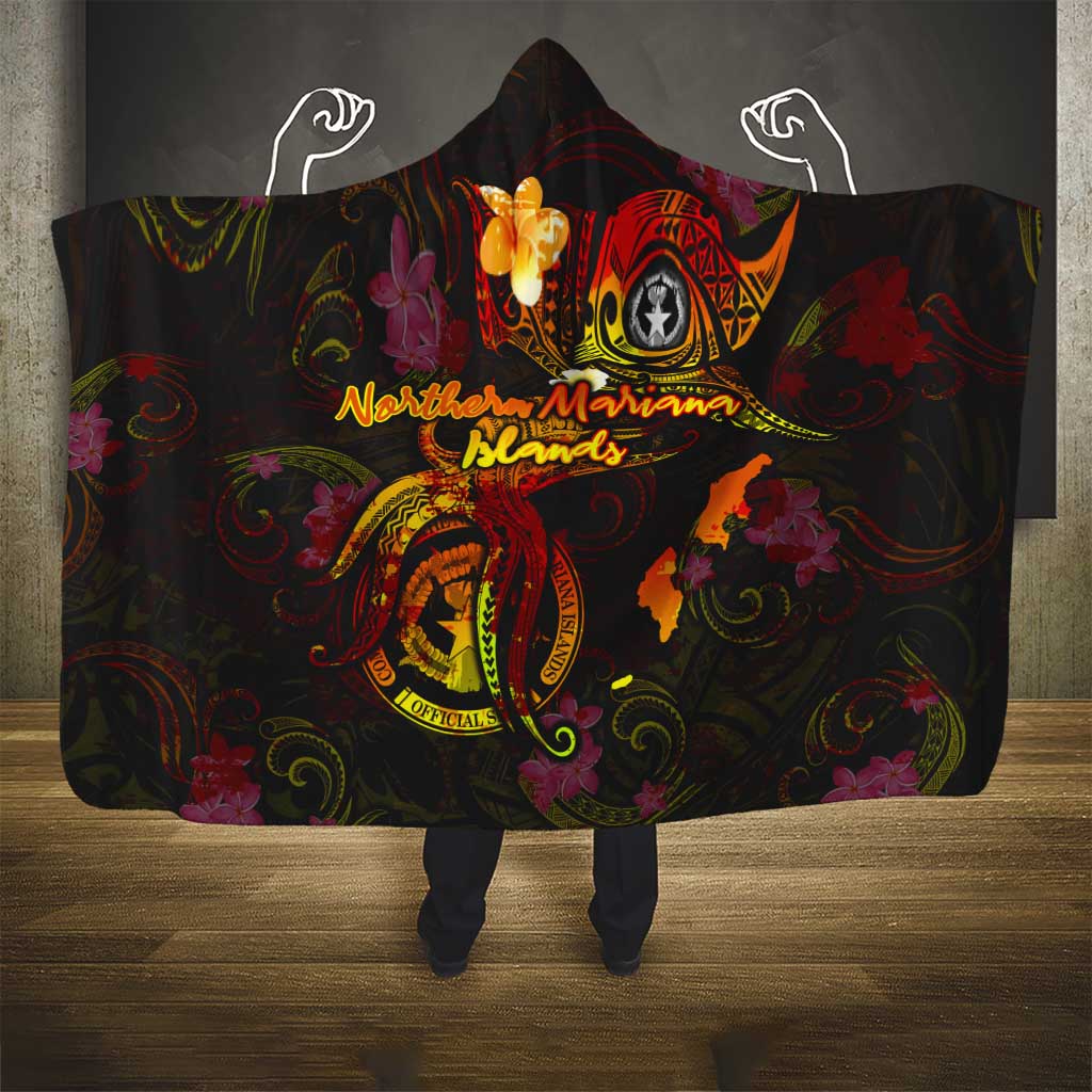 Northern Mariana Islands Hooded Blanket Octopus Plumeria Polynesian Tattoo