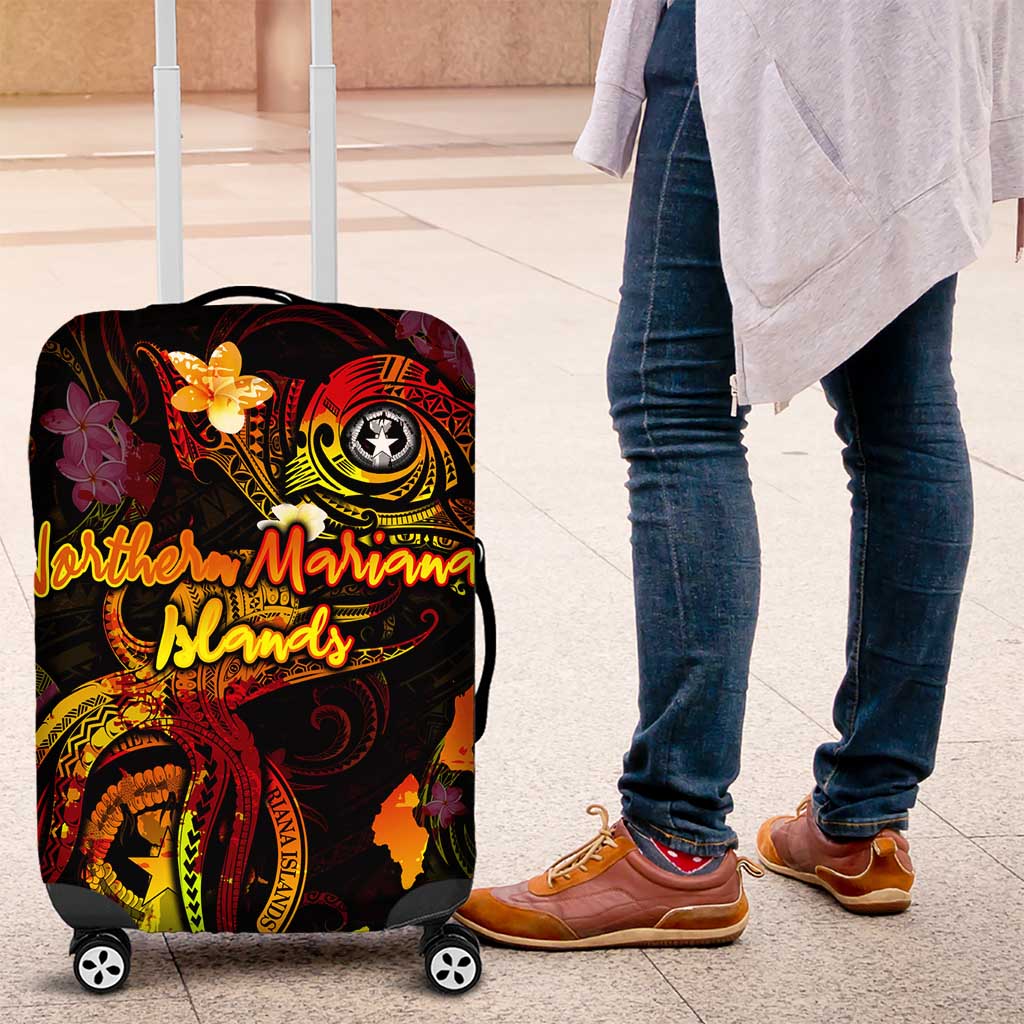 Northern Mariana Islands Luggage Cover Octopus Plumeria Polynesian Tattoo