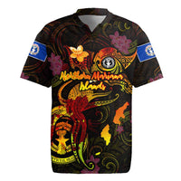 Northern Mariana Islands Rugby Jersey Octopus Plumeria Polynesian Tattoo DT02 Black - Polynesian Pride